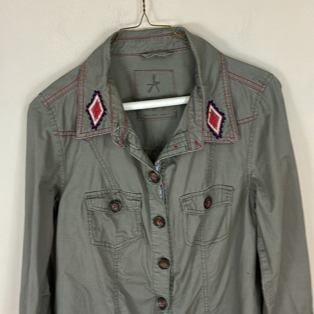 Atmosphere Olive Green Button Down Southwestern Shirt Jacket Size UK 10